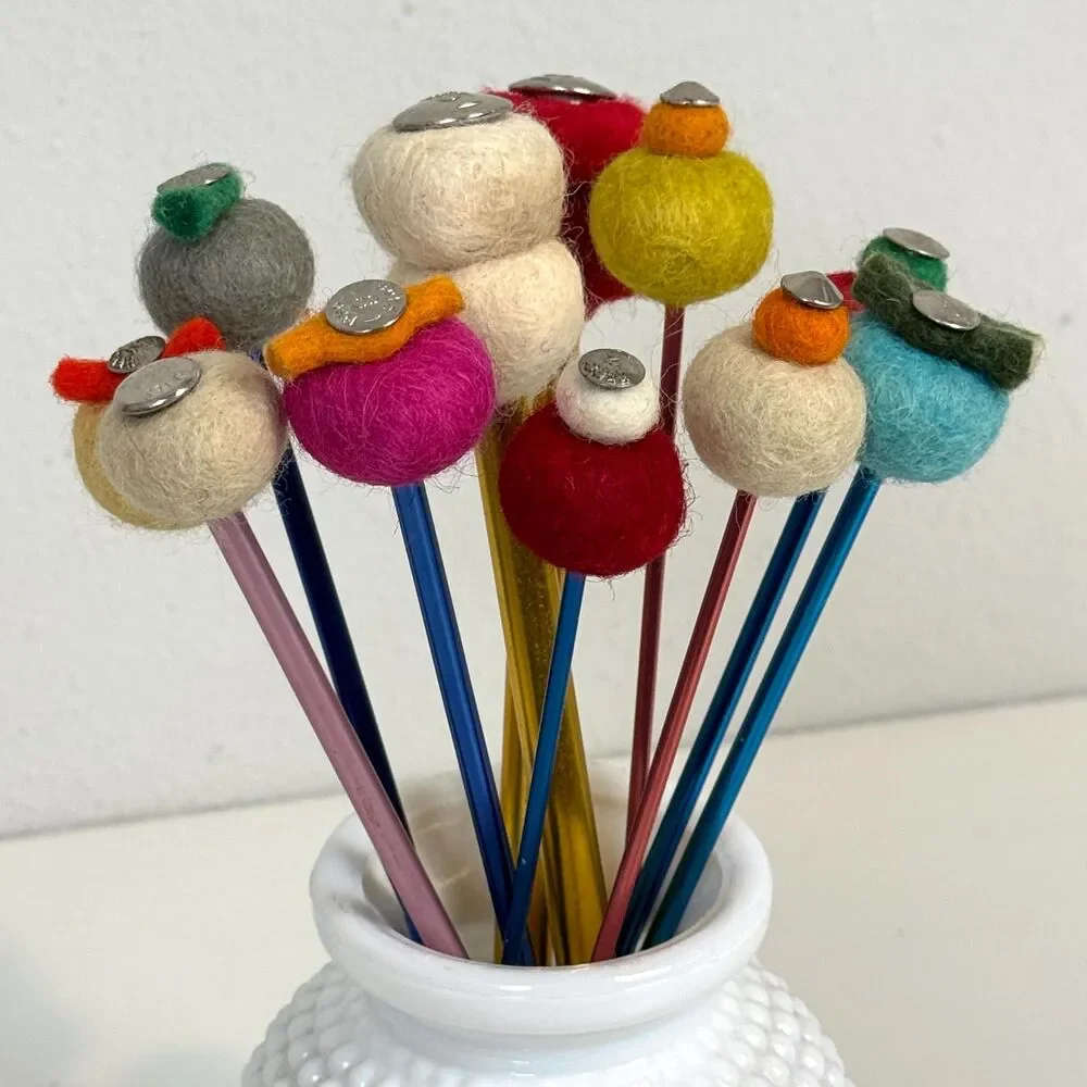 12 Handmade Felted Flower Bouquet Multicolor 10”